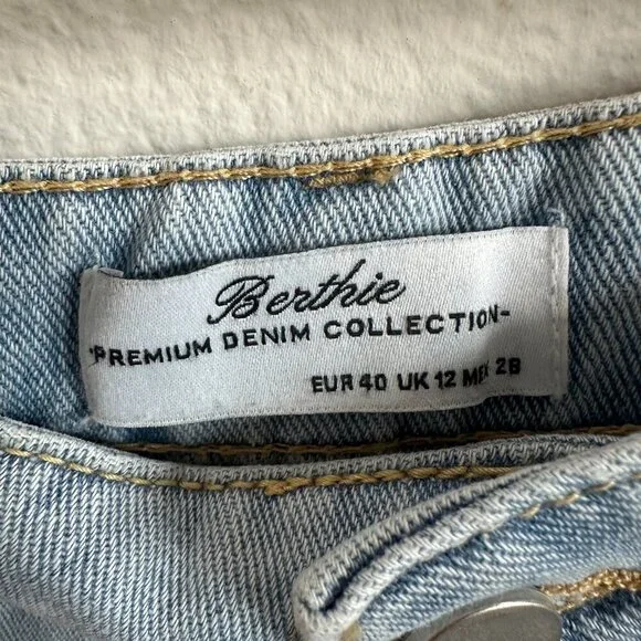 Berthie Light Blue Rolled Denim Jean High Rise "Jonas" Shorts - Picture 4 of 6